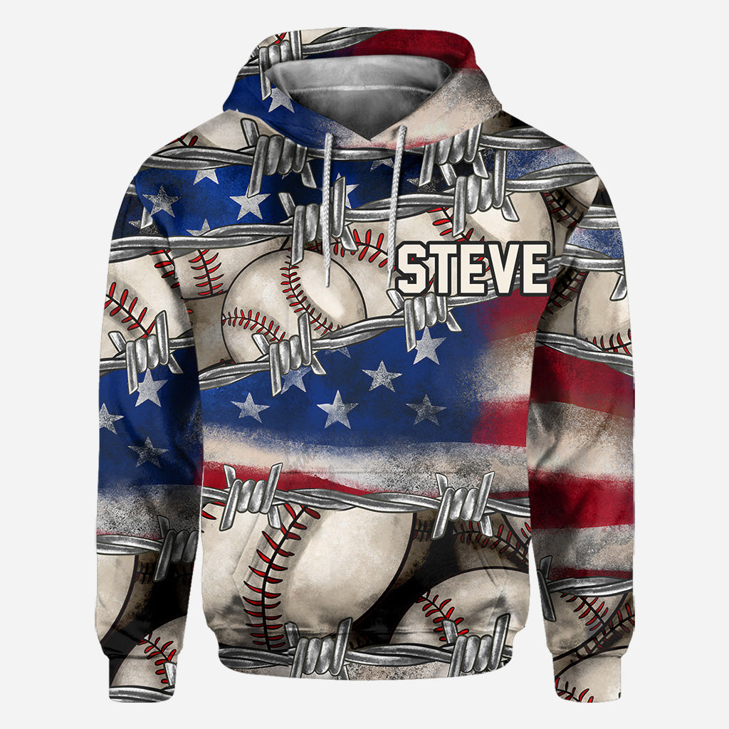 Stolz auf Amerika – Personalisiertes Baseball-Shirt mit Allover-Print