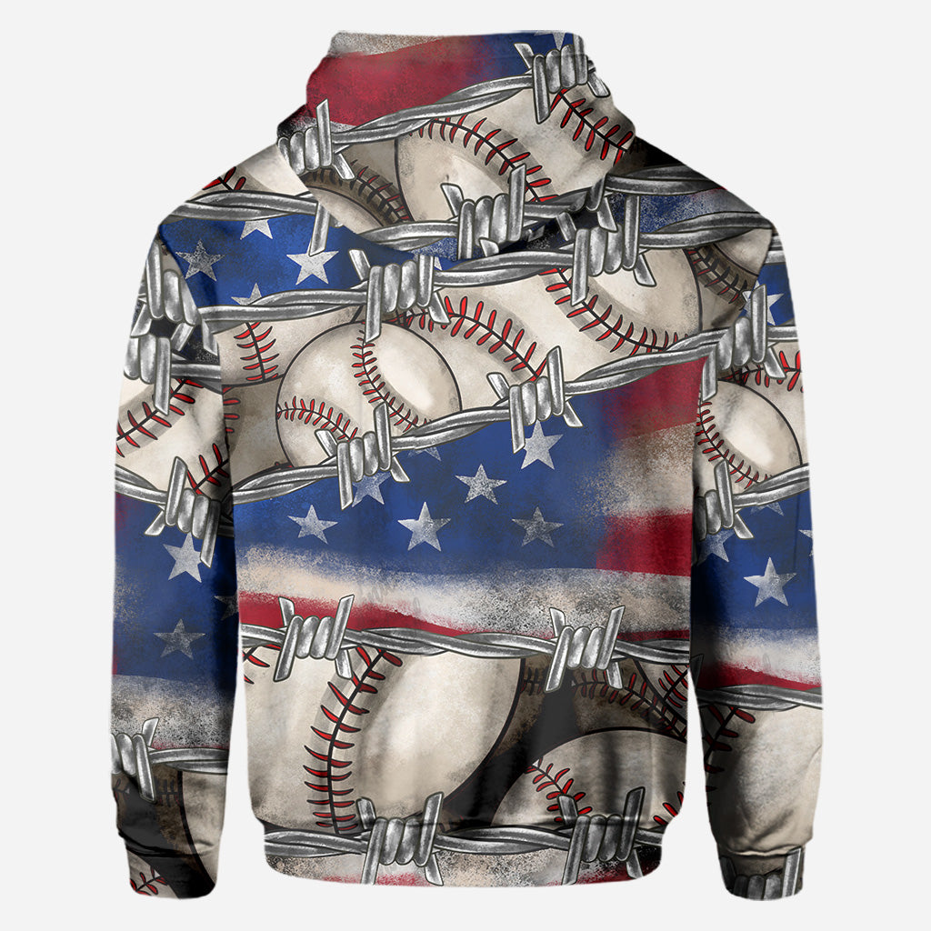 Stolz auf Amerika – Personalisiertes Baseball-Shirt mit Allover-Print