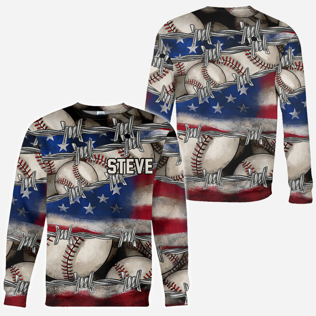 Stolz auf Amerika – Personalisiertes Baseball-Shirt mit Allover-Print