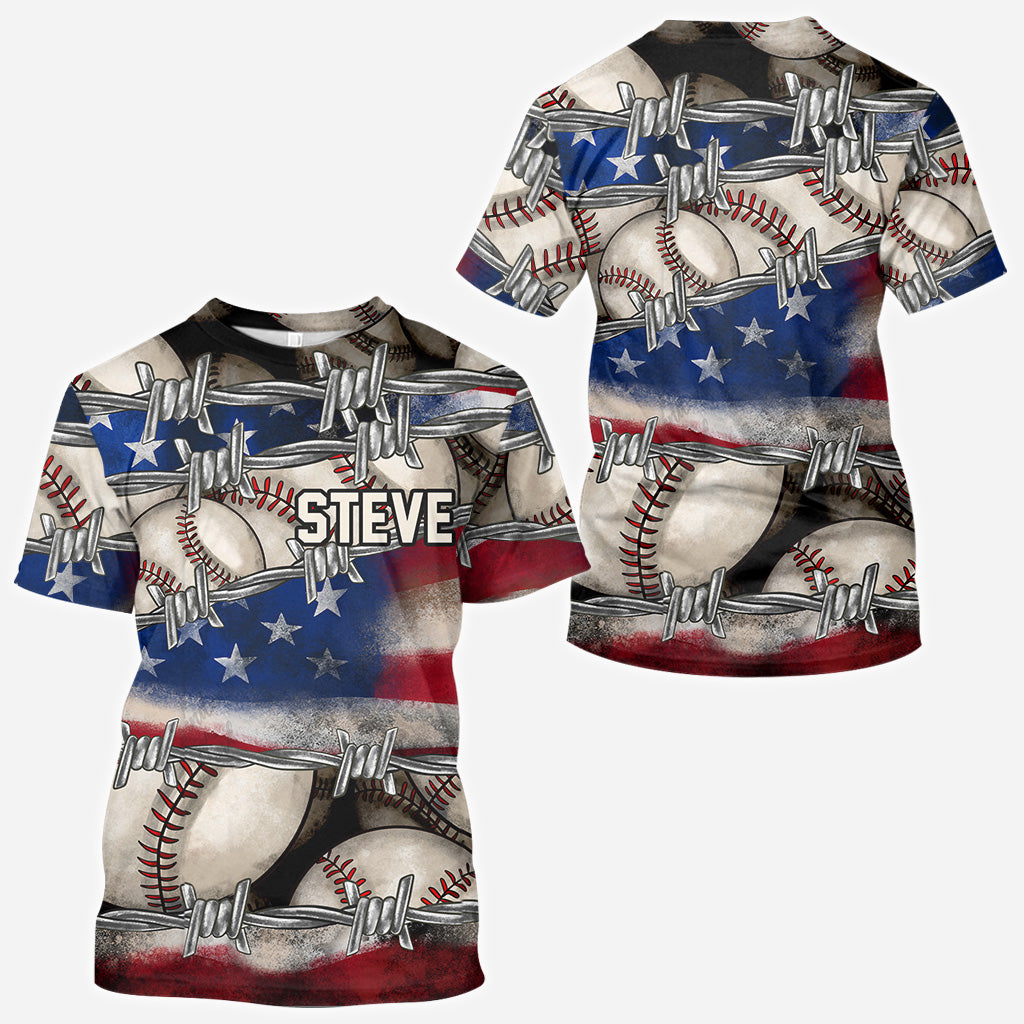 Stolz auf Amerika – Personalisiertes Baseball-Shirt mit Allover-Print