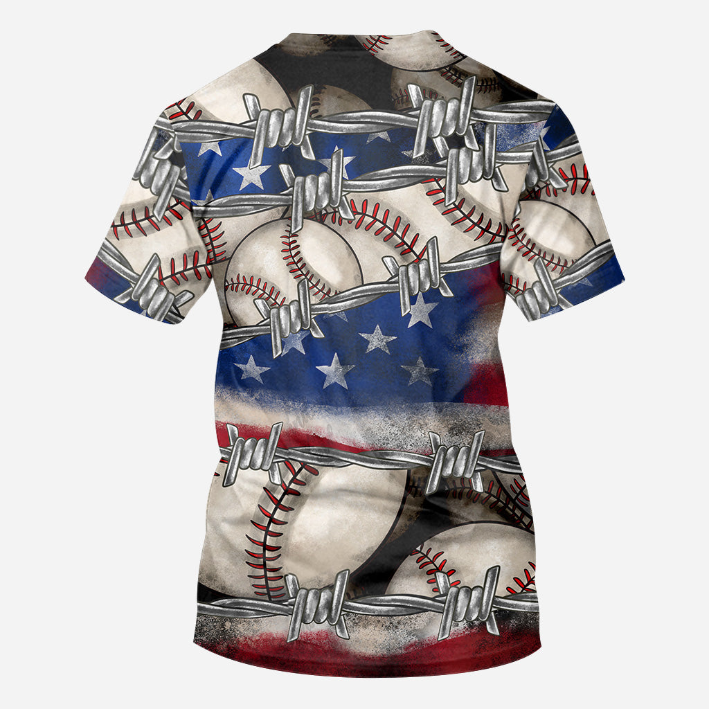 Stolz auf Amerika – Personalisiertes Baseball-Shirt mit Allover-Print