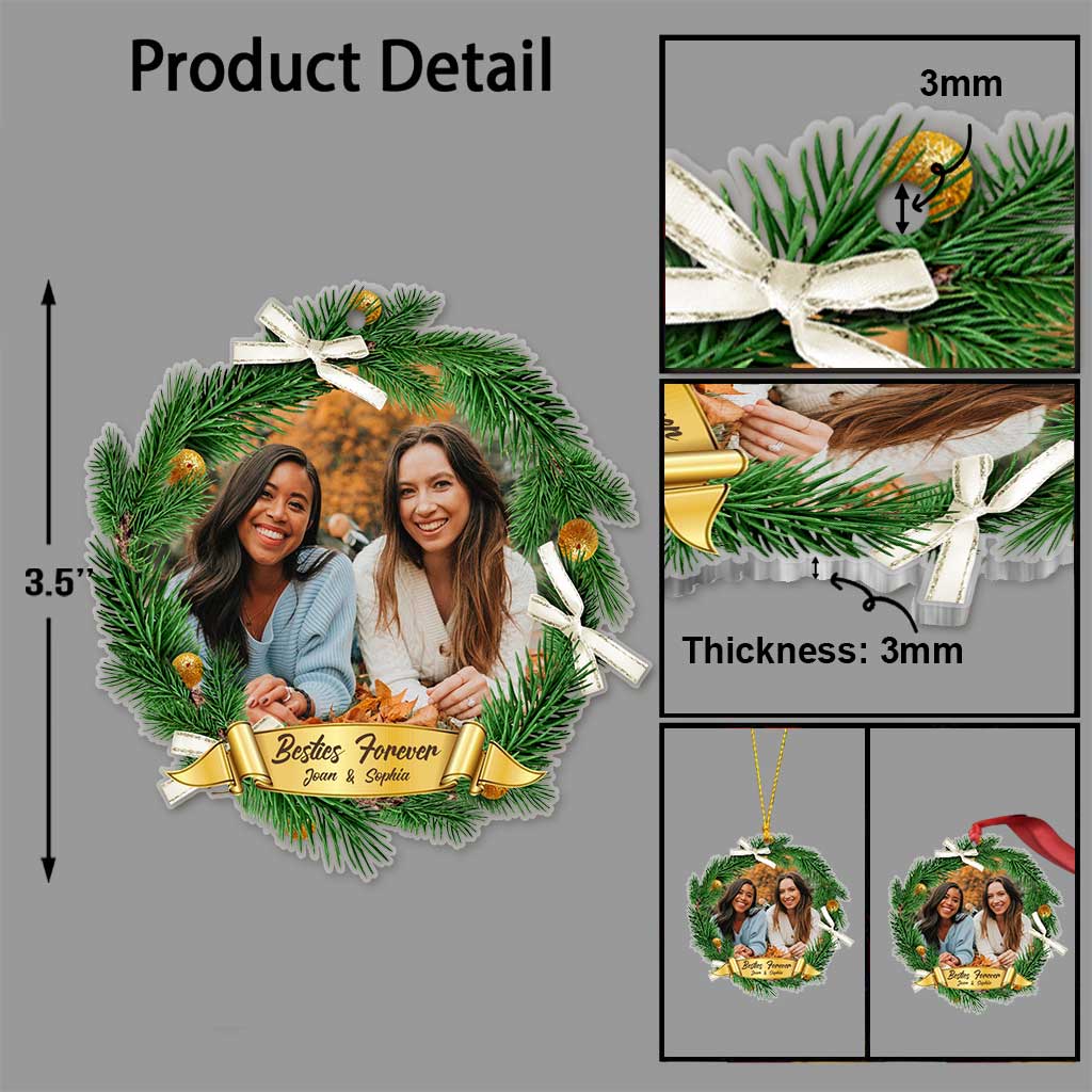Für immer beste Freundinnen – Personalisierter transparenter Weihnachtsschmuck für beste Freundinnen