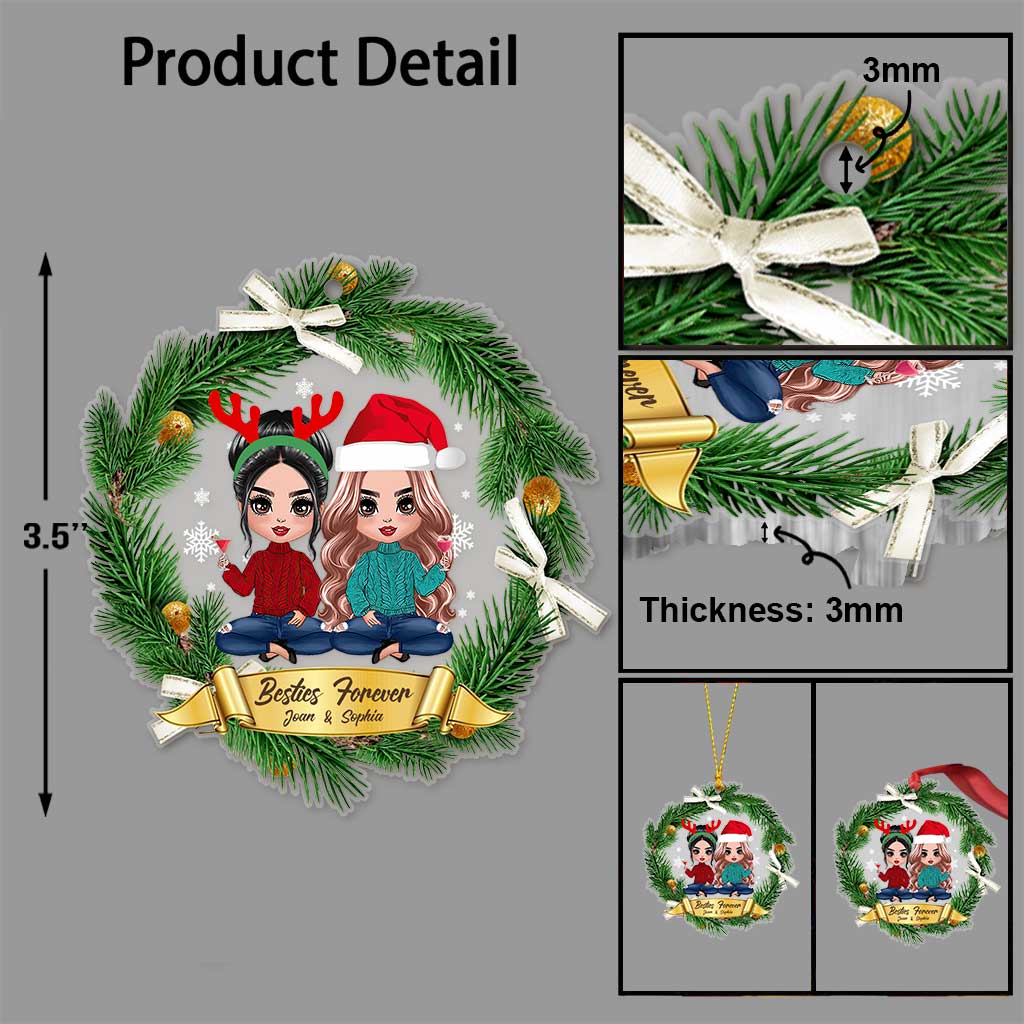 Für immer beste Freundinnen – Personalisierter transparenter Weihnachtsschmuck für beste Freundinnen
