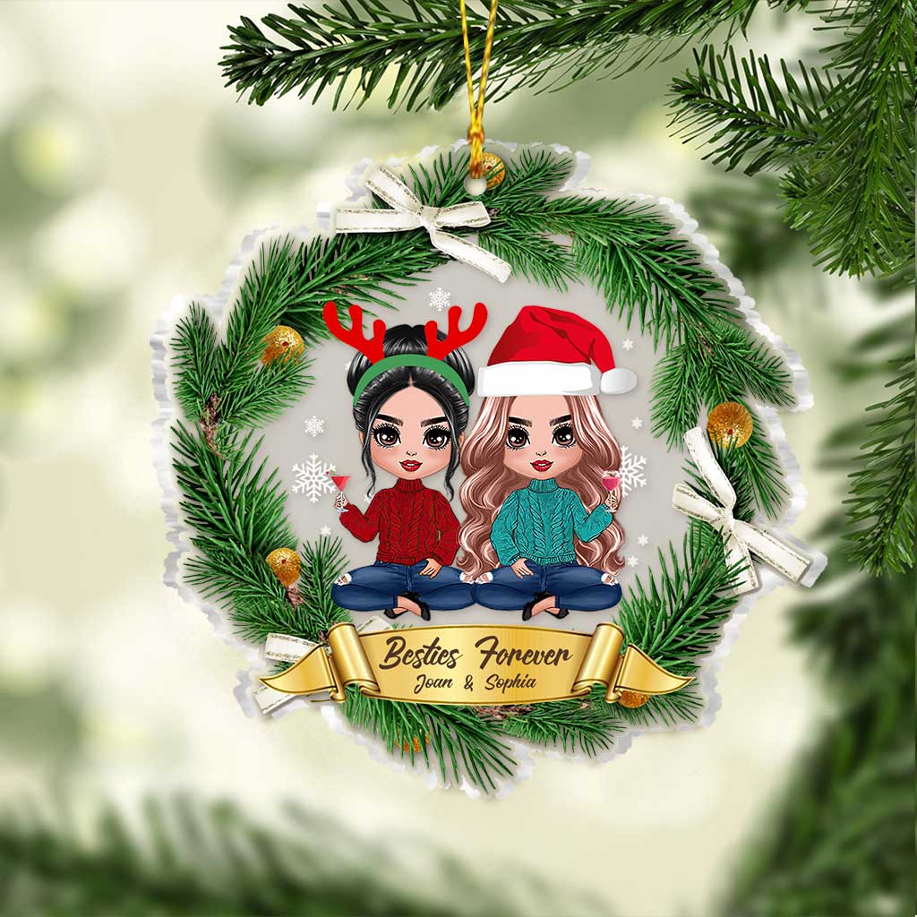 Für immer beste Freundinnen – Personalisierter transparenter Weihnachtsschmuck für beste Freundinnen