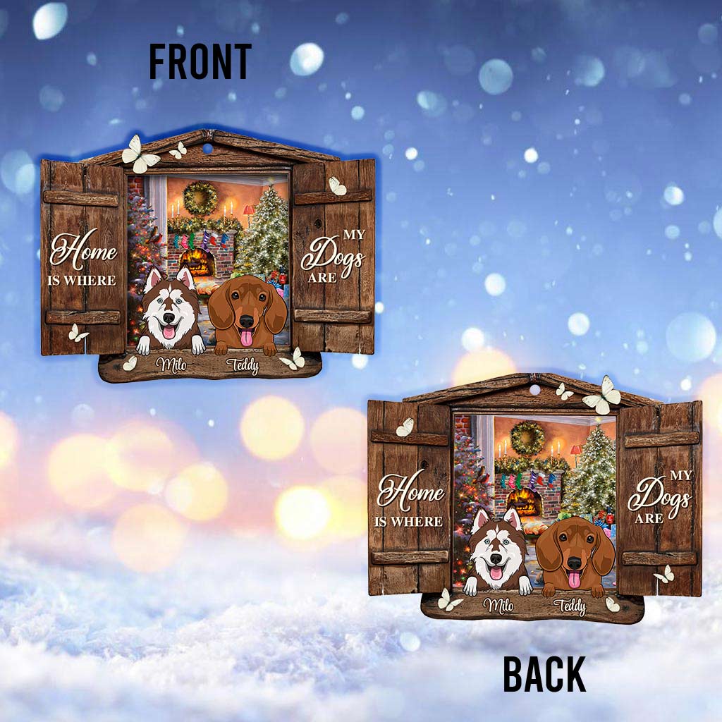 Zuhause ist da, wo meine Hunde sind – personalisierter Weihnachtsschmuck (beidseitig bedruckt)