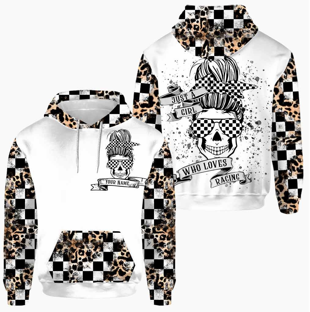 Einfach ein Mädchen, das Rennsport liebt – personalisierter Hoodie und Leggings