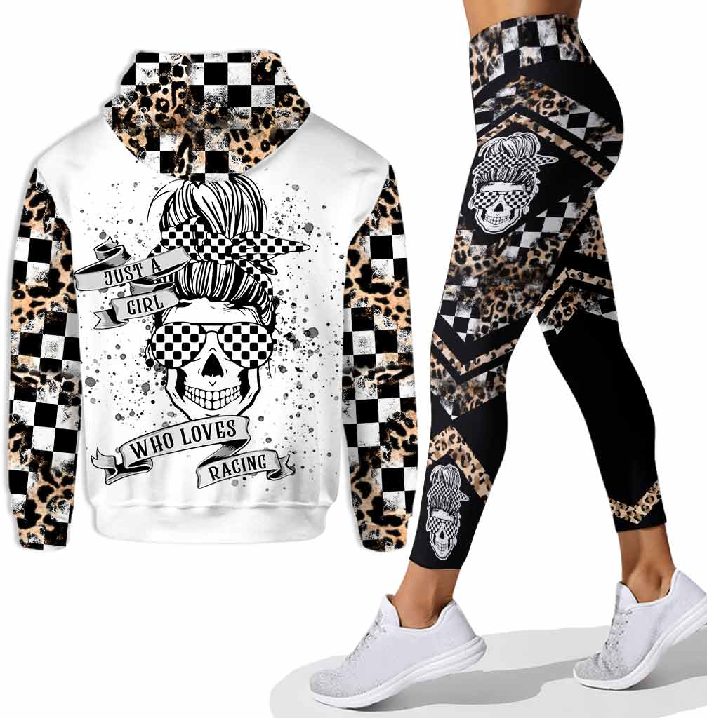 Einfach ein Mädchen, das Rennsport liebt – personalisierter Hoodie und Leggings