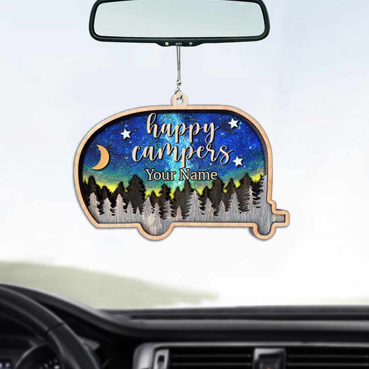 Happy Campers Couple - Personalized Camping Car Ornament (Printed On Both Sides)