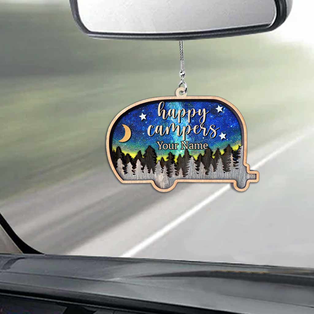Happy Campers Couple - Personalized Camping Car Ornament (Printed On Both Sides)