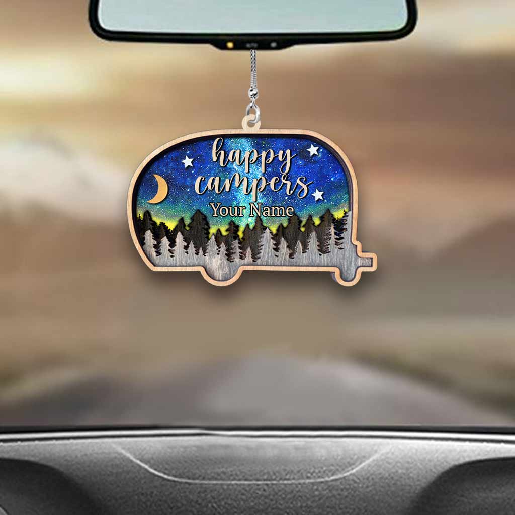 Happy Campers Couple - Personalized Camping Car Ornament (Printed On Both Sides)