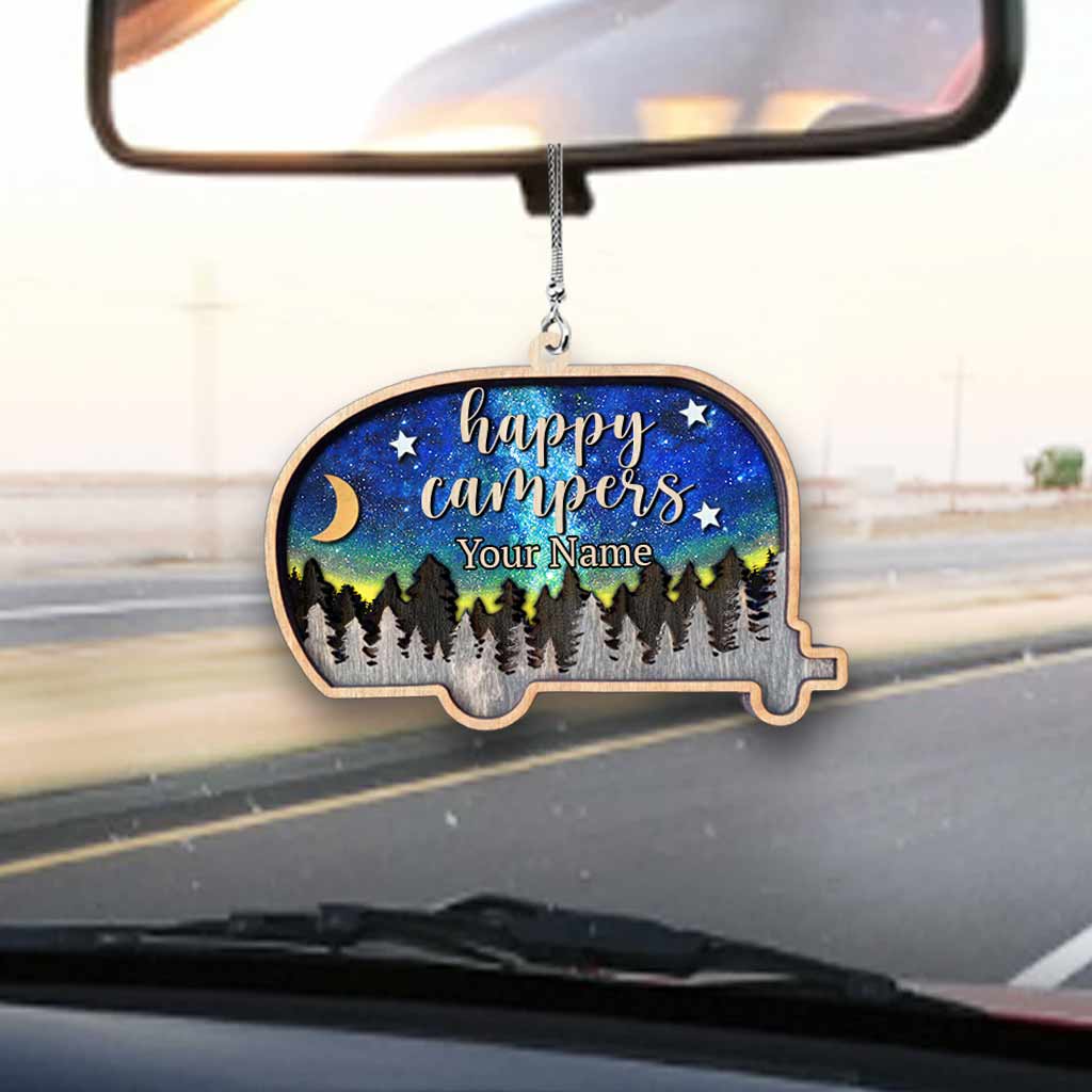 Happy Campers Couple - Personalized Camping Car Ornament (Printed On Both Sides)