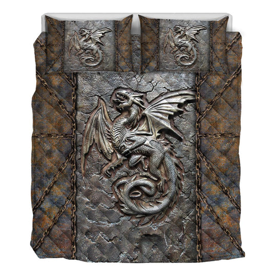 Dragon Fossil 3D Pattern Print Quilt Bed Set