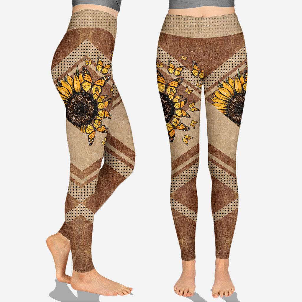 Wunderschöne Sonnenblume – Meine größten Segnungen – Personalisierter Oma-Hoodie und Leggings