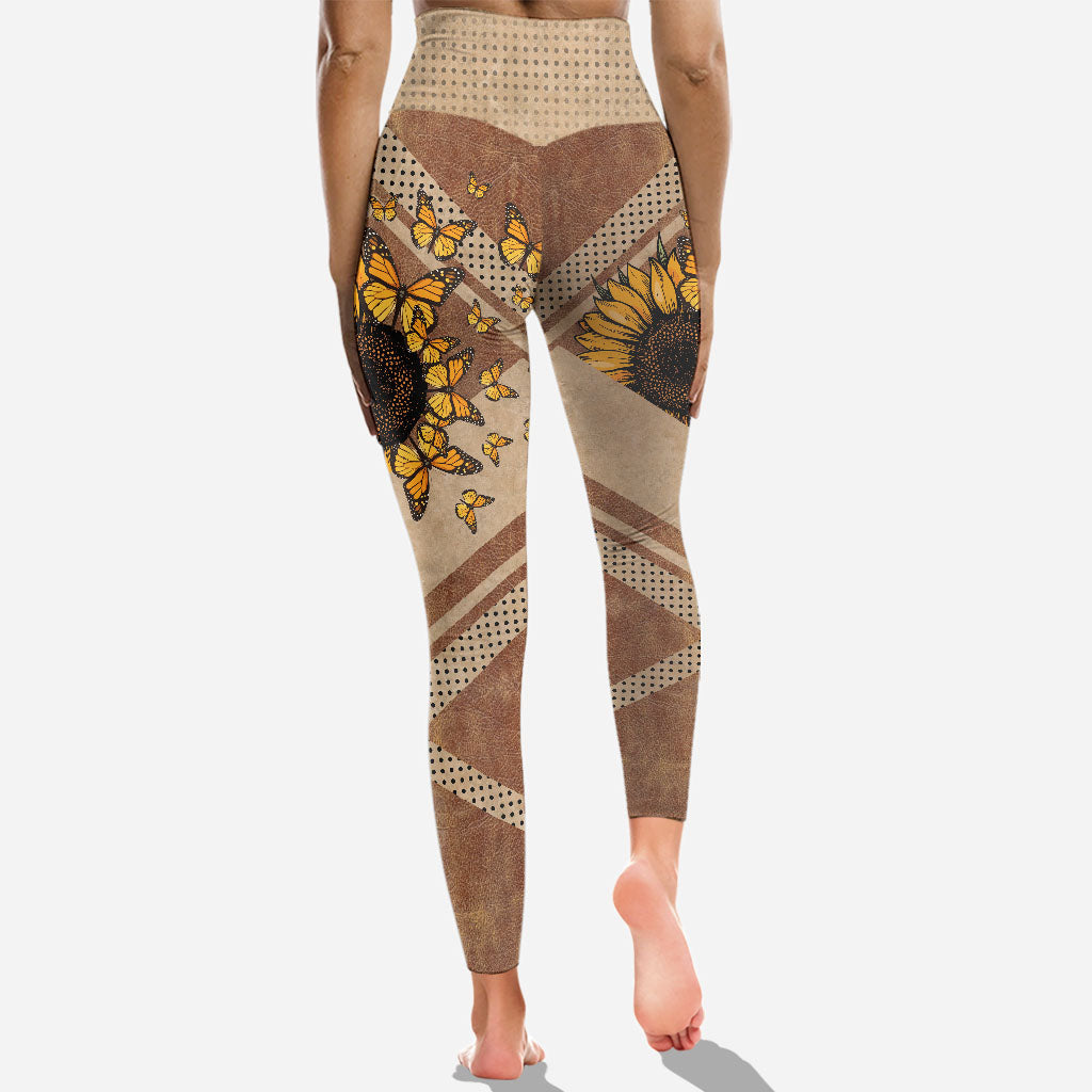 Wunderschöne Sonnenblume – Meine größten Segnungen – Personalisierter Oma-Hoodie und Leggings
