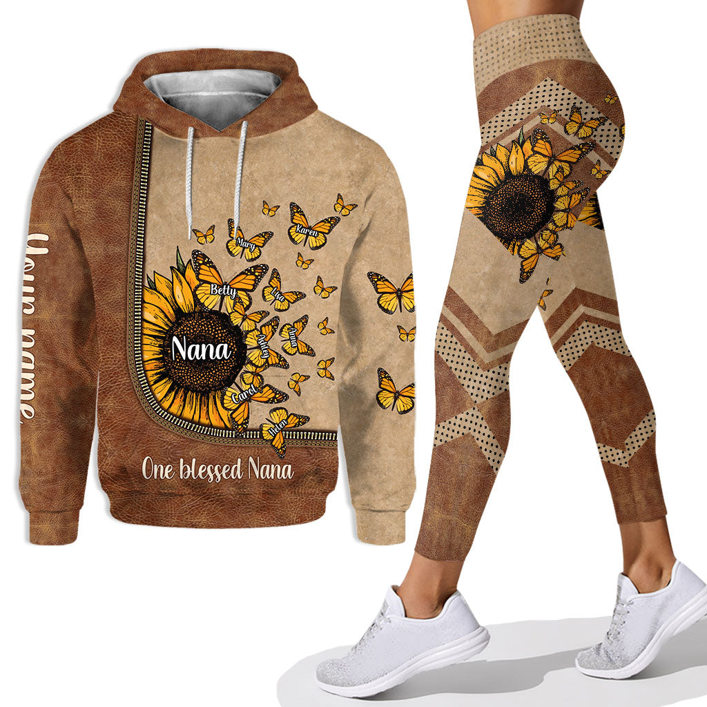 Wunderschöne Sonnenblume – Meine größten Segnungen – Personalisierter Oma-Hoodie und Leggings
