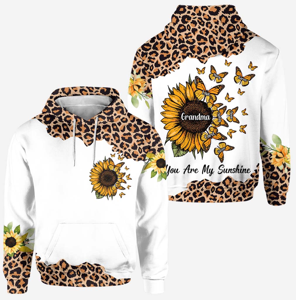 Wunderschöner Leoparden-Sonnenblumen-Hoodie und Leggings für Oma – Mein kleiner Sonnenschein – Personalisierter Oma-Hoodie und Leggings
