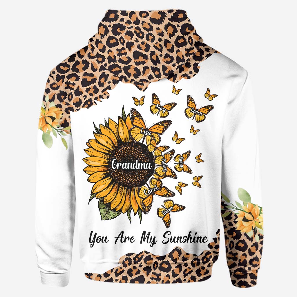 Wunderschöner Leoparden-Sonnenblumen-Hoodie und Leggings für Oma – Mein kleiner Sonnenschein – Personalisierter Oma-Hoodie und Leggings
