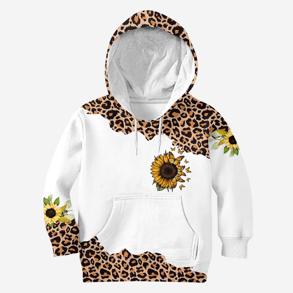 Wunderschöner Leoparden-Sonnenblumen-Hoodie und Leggings für Oma – Mein kleiner Sonnenschein – Personalisierter Oma-Hoodie und Leggings