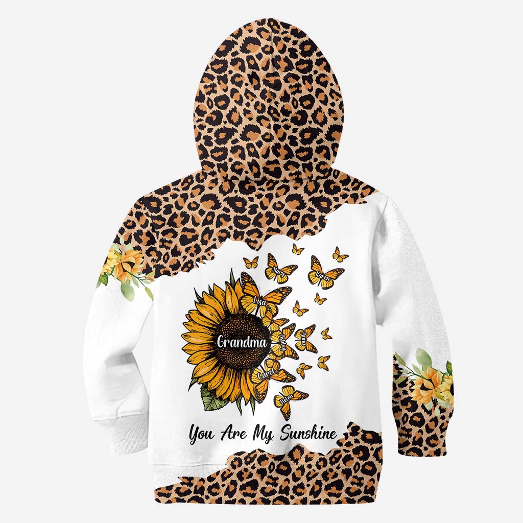 Wunderschöner Leoparden-Sonnenblumen-Hoodie und Leggings für Oma – Mein kleiner Sonnenschein – Personalisierter Oma-Hoodie und Leggings