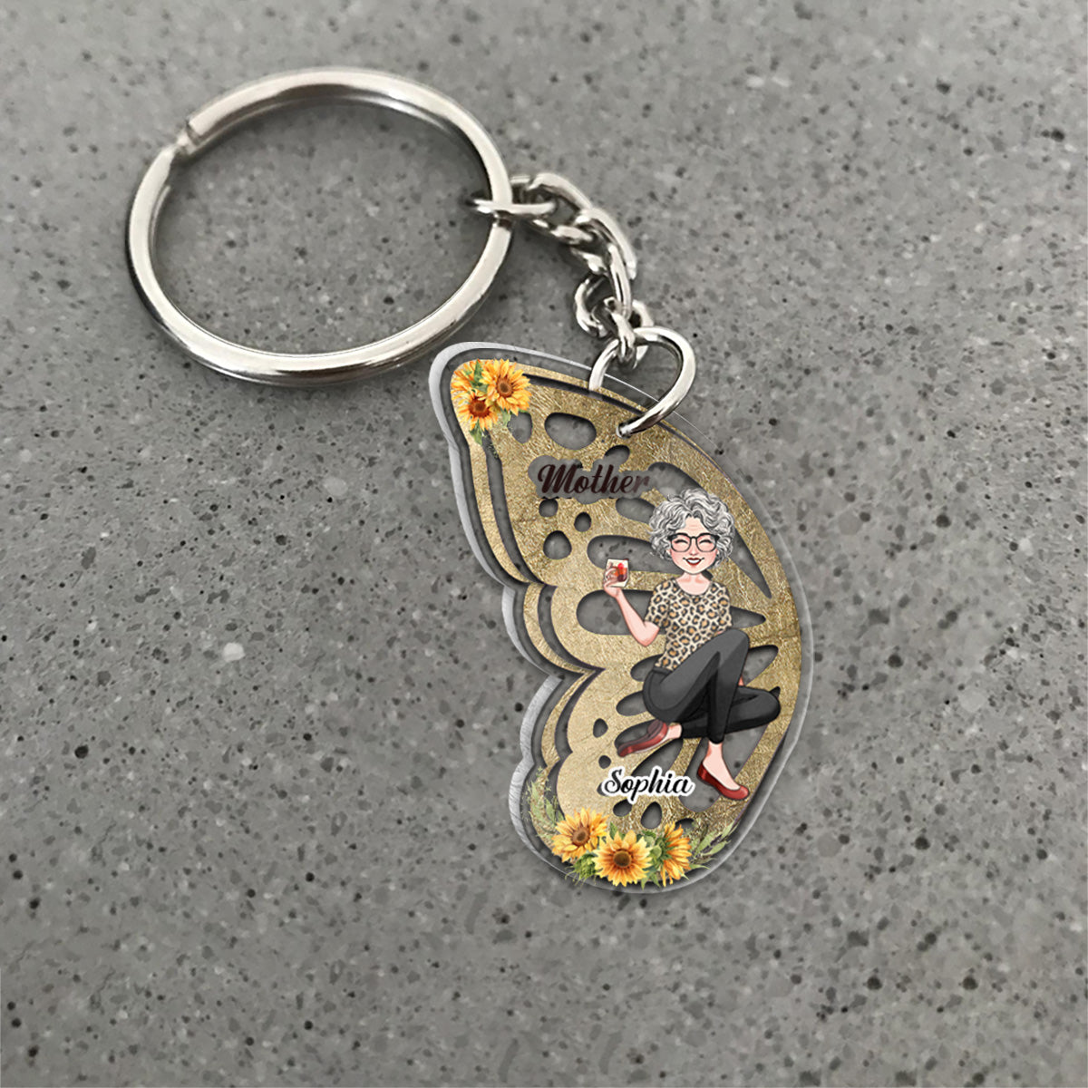 Mutter & Tochter – Personalisierter, transparenter Partner-Schlüsselanhänger für die Mutter