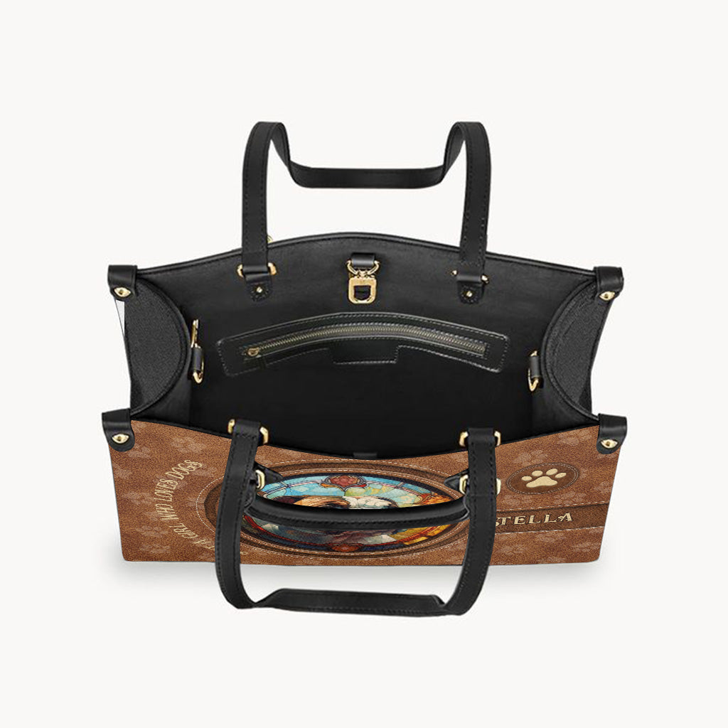 Stained Glass Dog - Personalized Dog Leather Handbag