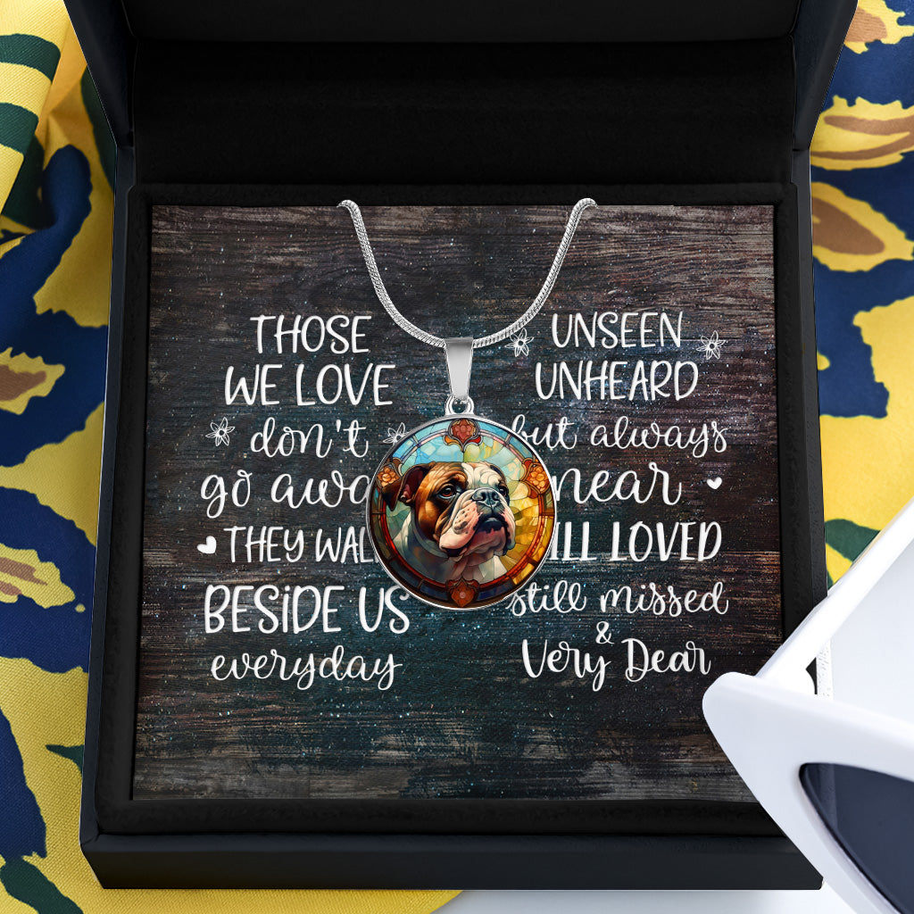 Stained Glass Dog - Personalized Dog Round Pendant Necklace