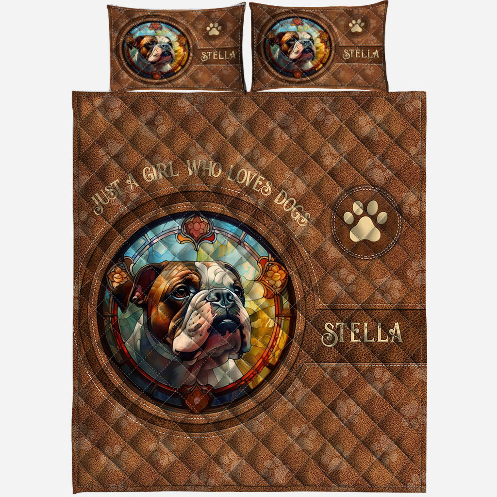 Hund aus Buntglas – Personalisierte Hunde-Quilt-Set