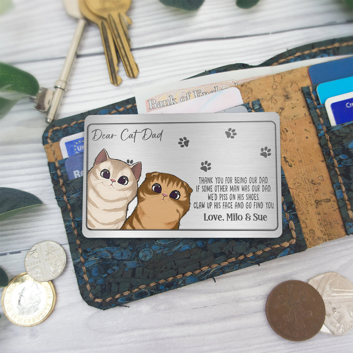 Danke, dass du unser Papa bist – Personalisierte Katzen-Geldbörsenkarte