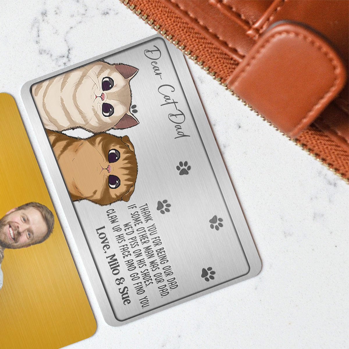 Danke, dass du unser Papa bist – Personalisierte Katzen-Geldbörsenkarte