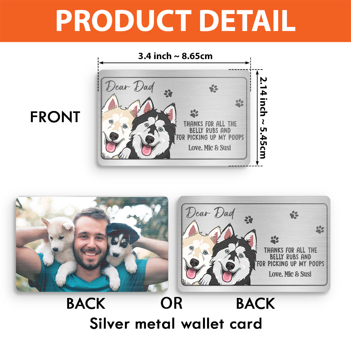 Danke für all die Bauchkrauler – Personalisierte Einsteckkarte für die Hundegeldbörse