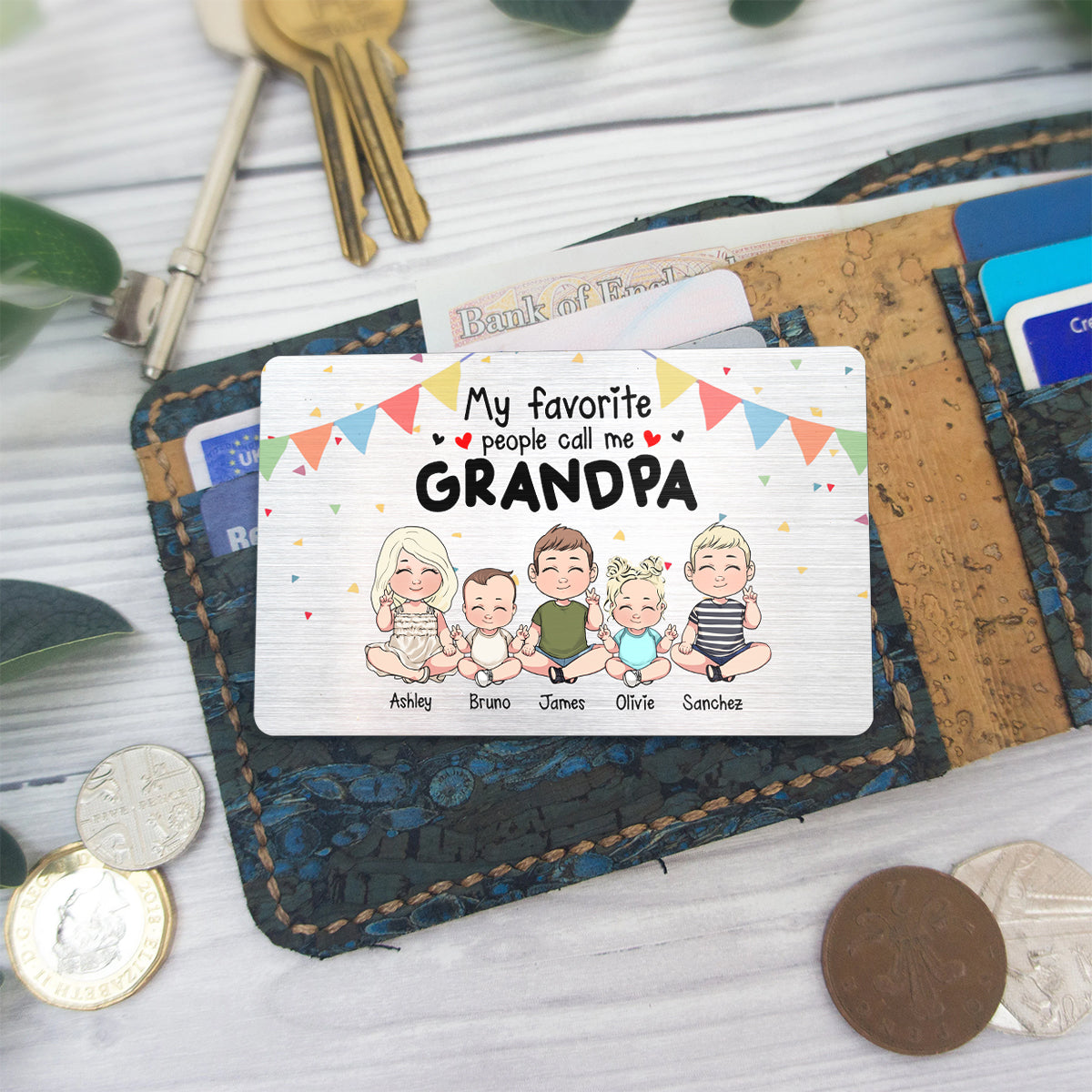 Meine Lieblingsmenschen – Geschenk für Opa, Oma, Bruder, Schwester, Mama, Papa, Onkel, Tante – Personalisierte Brieftaschenkarte