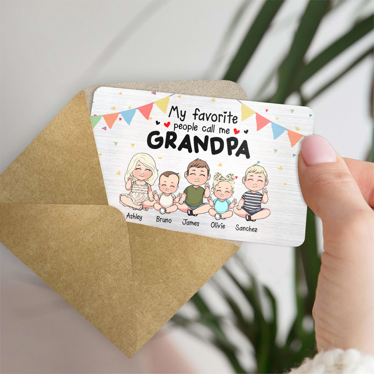 Meine Lieblingsmenschen – Geschenk für Opa, Oma, Bruder, Schwester, Mama, Papa, Onkel, Tante – Personalisierte Brieftaschenkarte