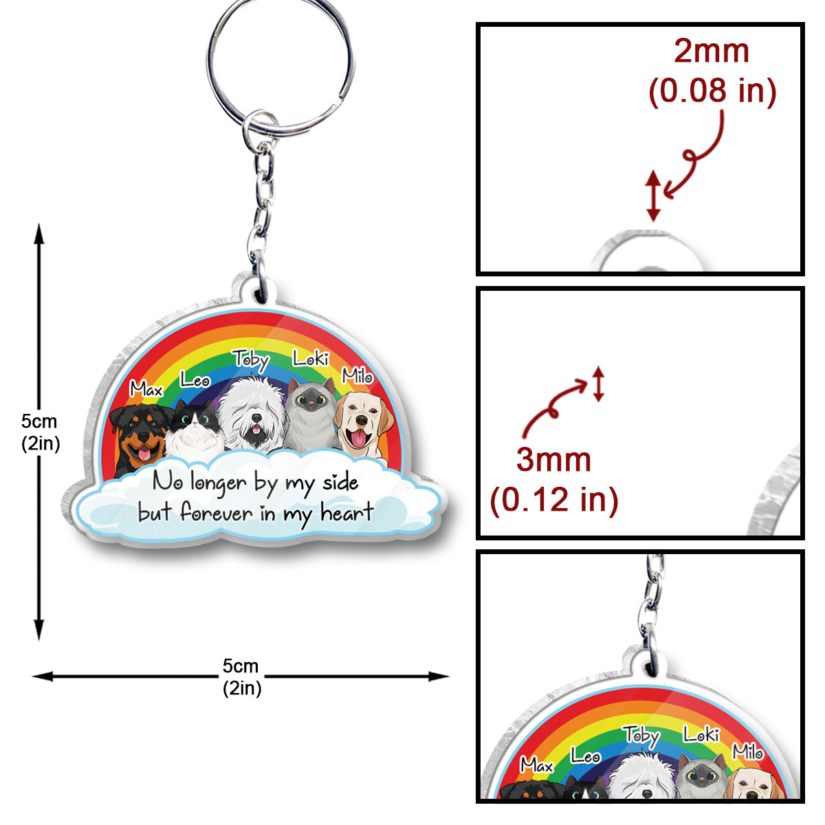 Nicht mehr an meiner Seite – Personalisierter Hunde-Schlüsselanhänger (beidseitig bedruckt)