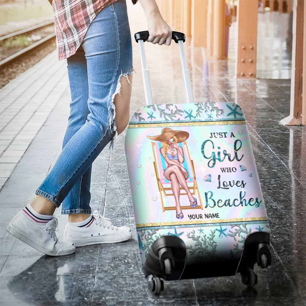 Just A Girl Who Loves Beach - Personalized Sea Lover Luggage Cover