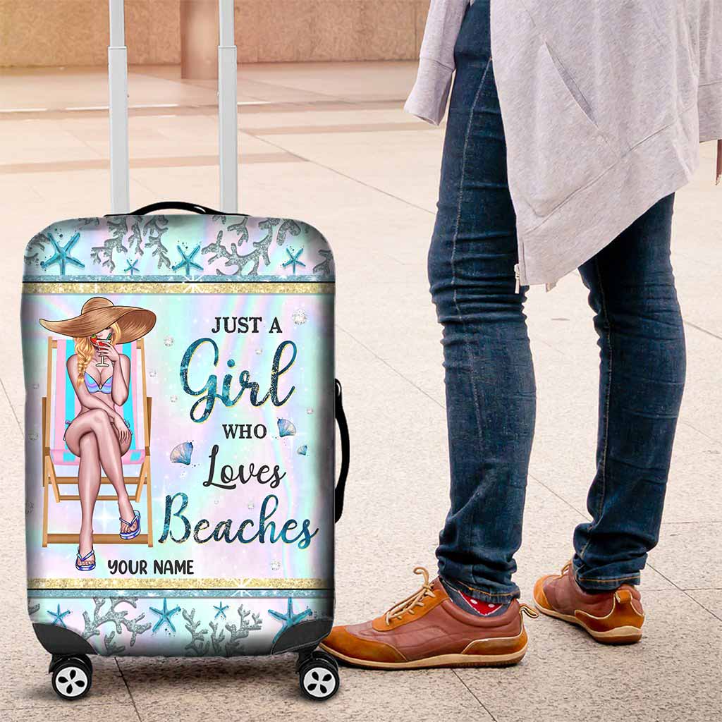 Just A Girl Who Loves Beach - Personalized Sea Lover Luggage Cover