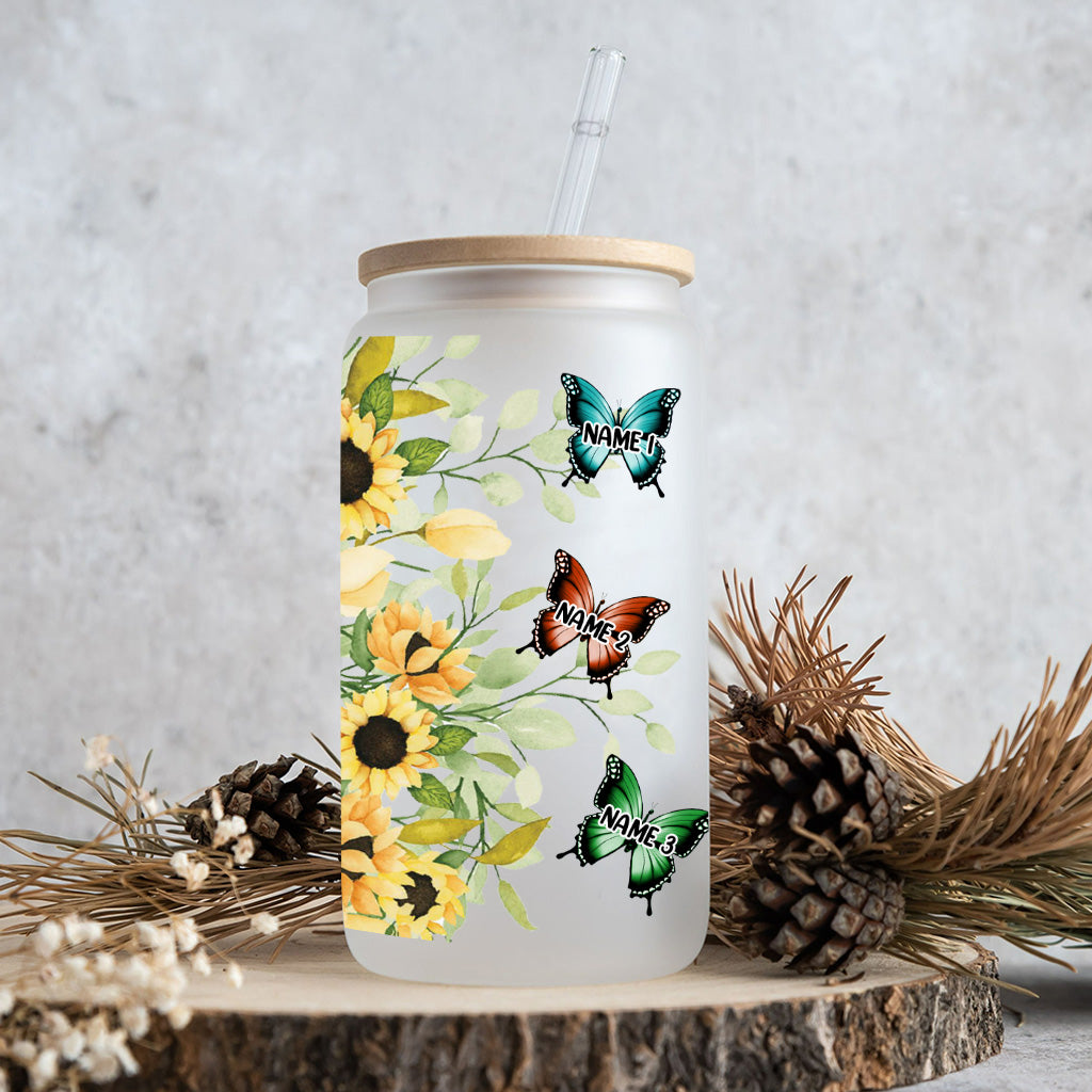 Schmetterlingsmama – Personalisiertes Mutter-Getränkeglas