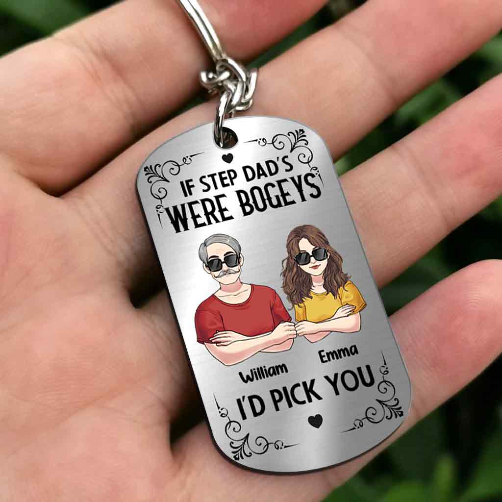 Wenn Stiefväter die größten Monster wären, würde ich dich wählen – Personalisierter Edelstahl-Schlüsselanhänger für Väter