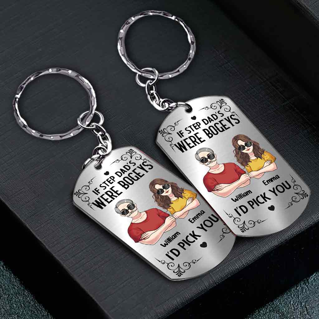 Wenn Stiefväter die größten Monster wären, würde ich dich wählen – Personalisierter Edelstahl-Schlüsselanhänger für Väter
