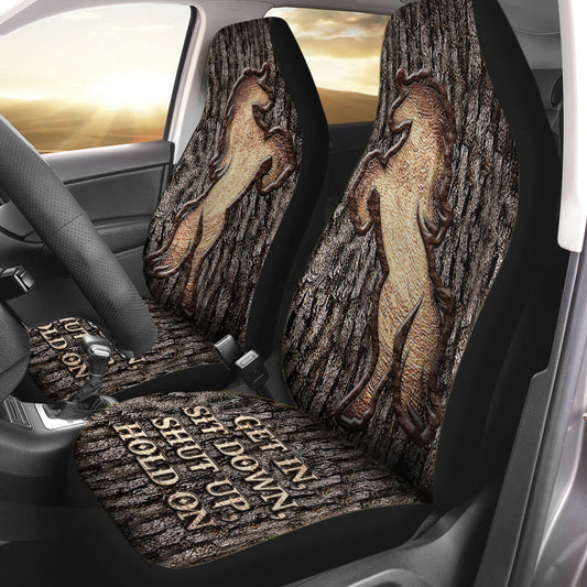 Einsteigen, hinsetzen, Pferdesitzbezüge