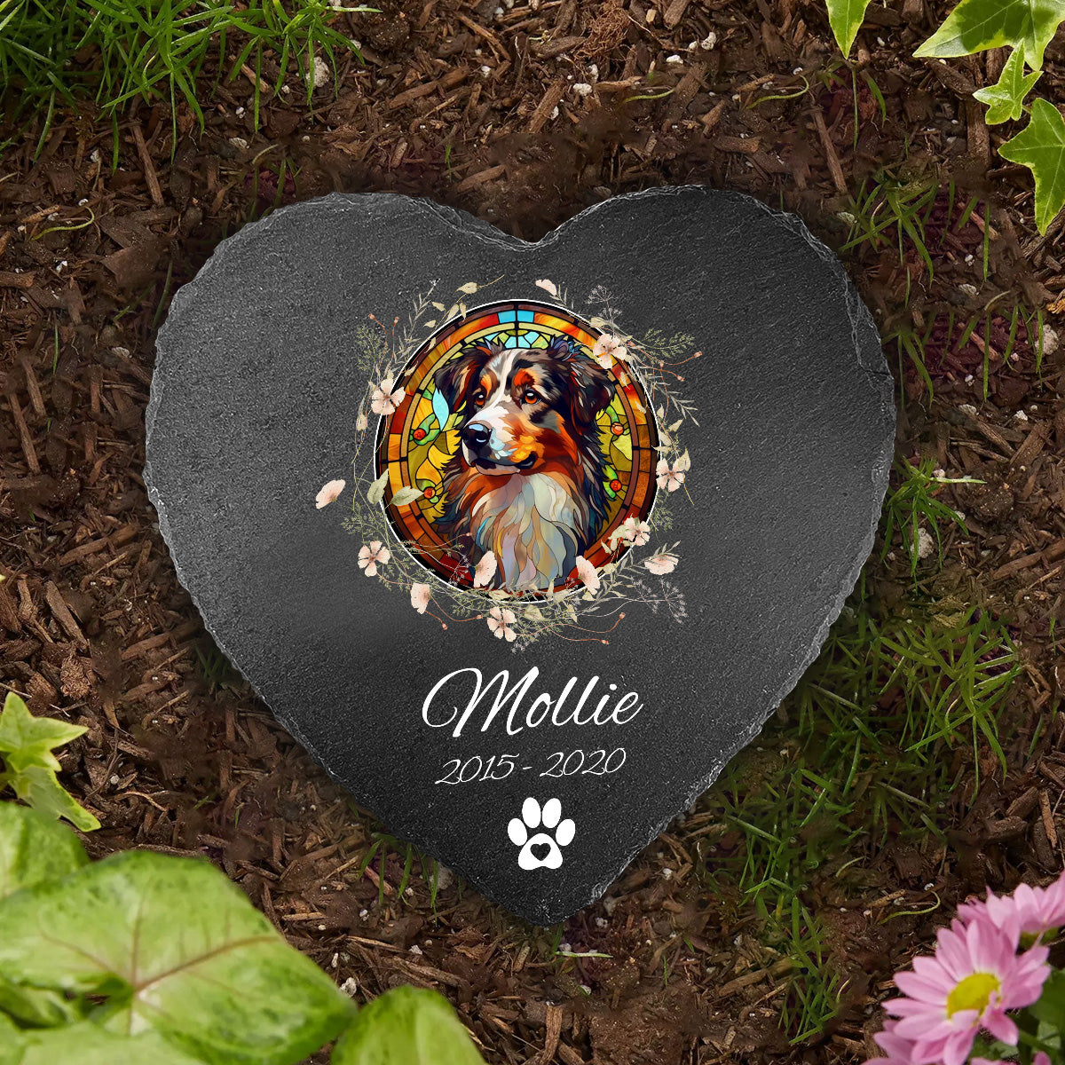 Ich liebe dich – personalisierter herzförmiger Stein für Hunde