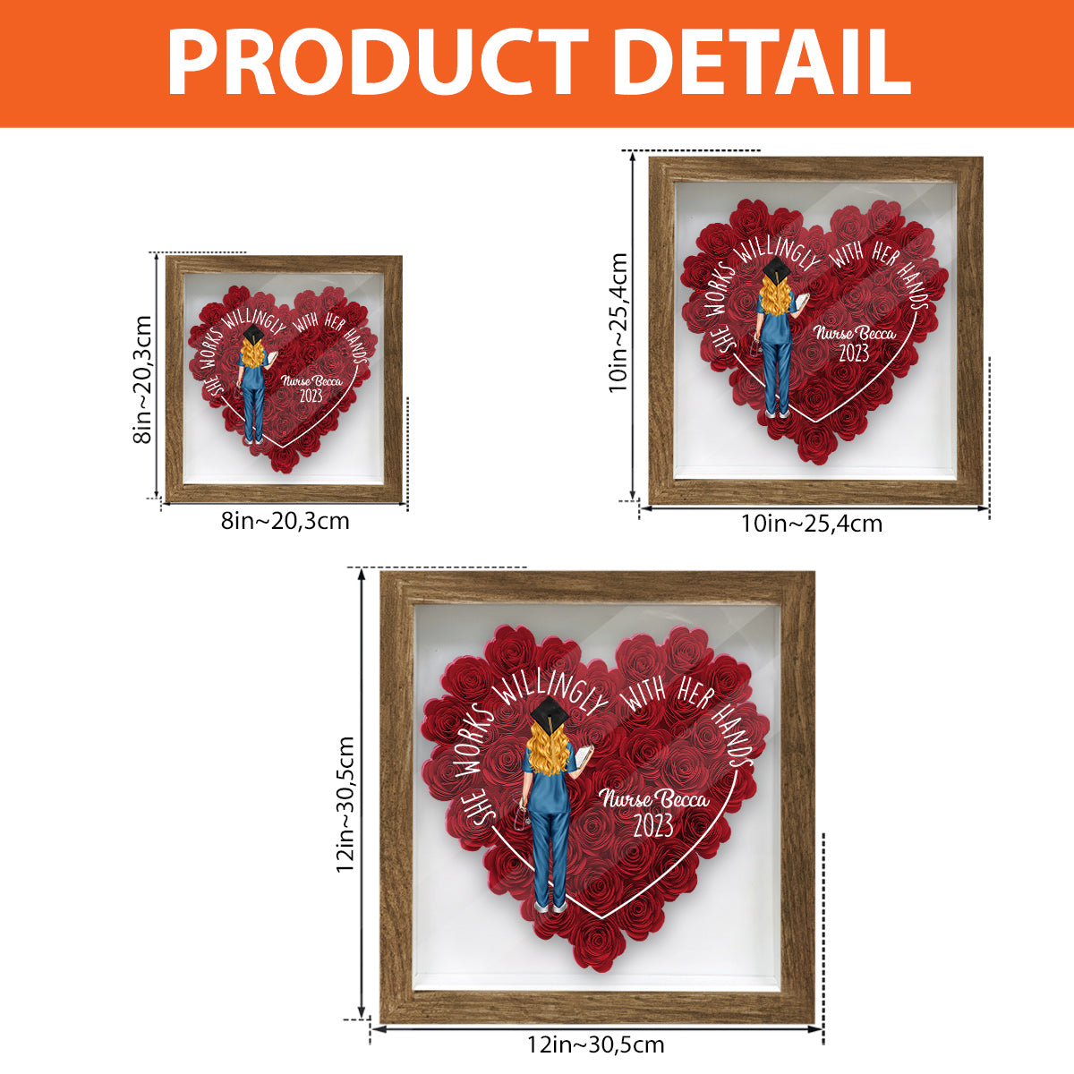 Vergiss niemals, welchen Unterschied du machst – personalisierte Blumen-Schattenbox für Krankenschwestern