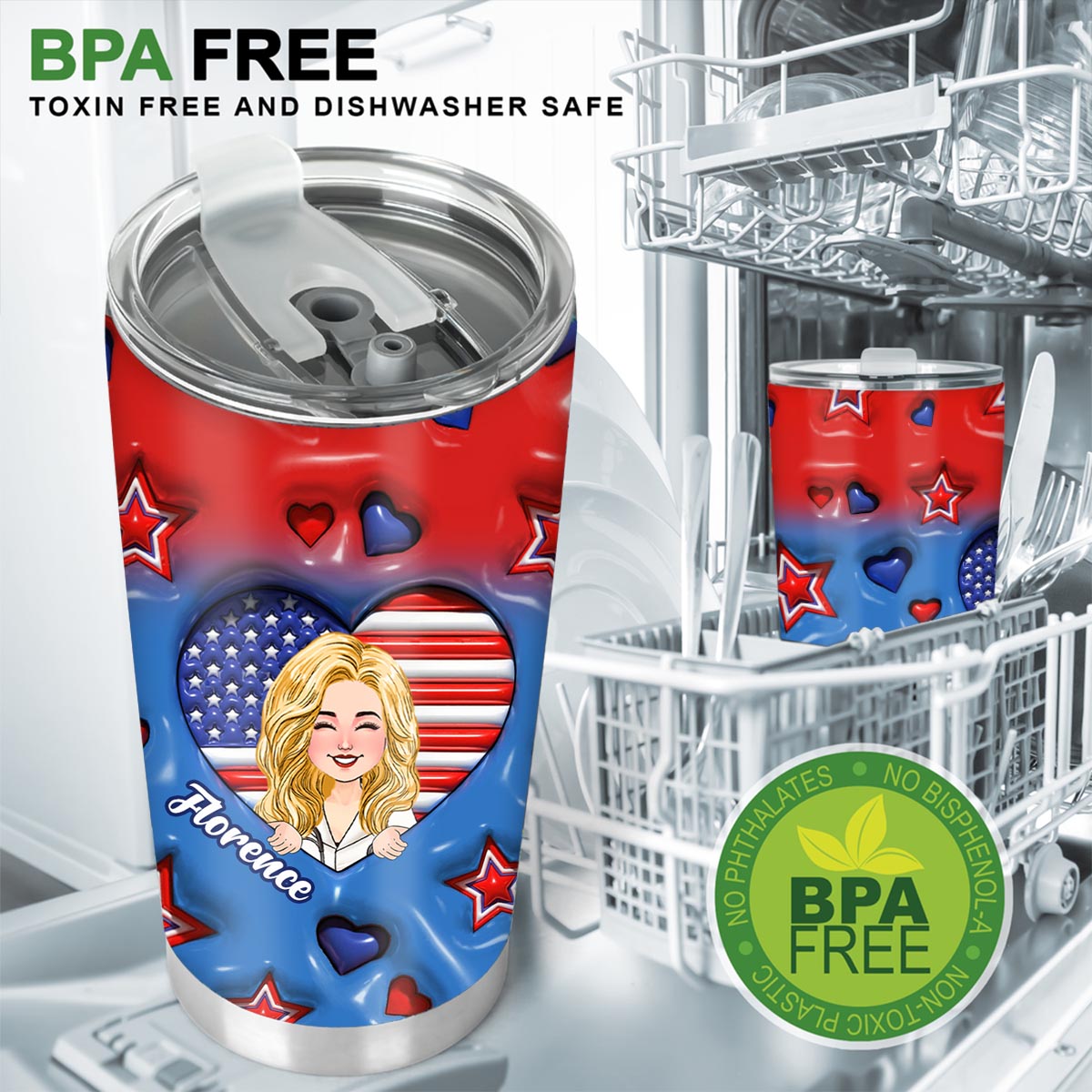 Amerikanischer Stolz auf Krankenschwestern – Personalisierter Krankenschwestern-Trinkbecher