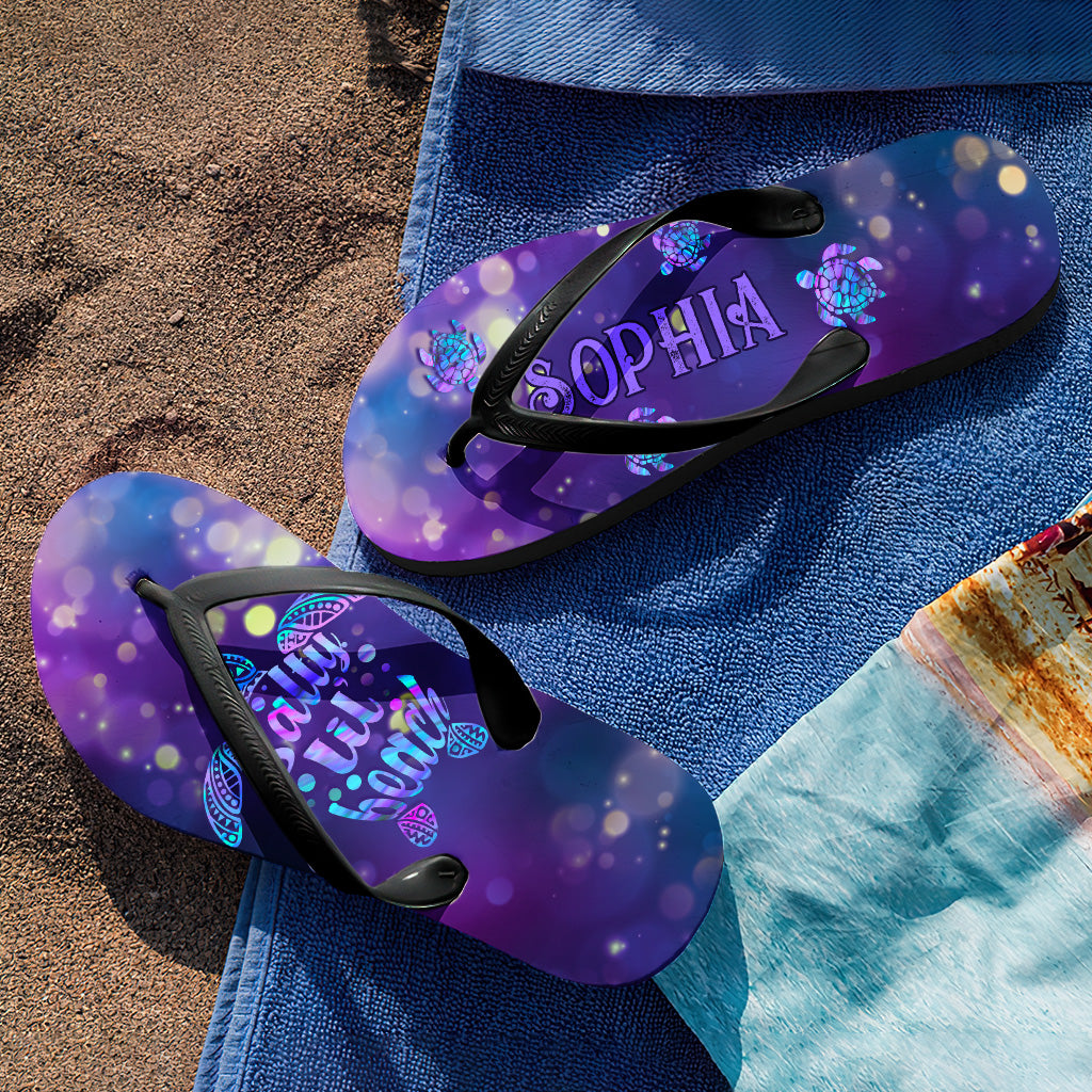 Salty Lil' Beach - Personalized Turtle Flip Flops