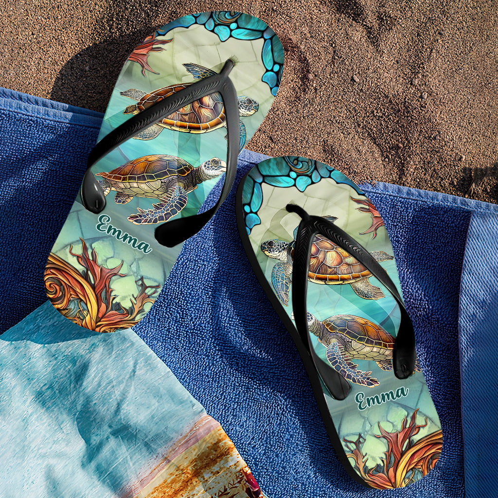 Love Turtles - Personalized Turtle Flip Flops