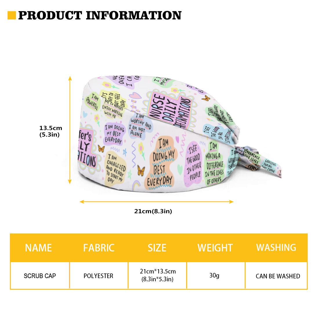 Tägliche Affirmationen für Pflegekräfte – Personalisierte OP-Haube für Pflegekräfte