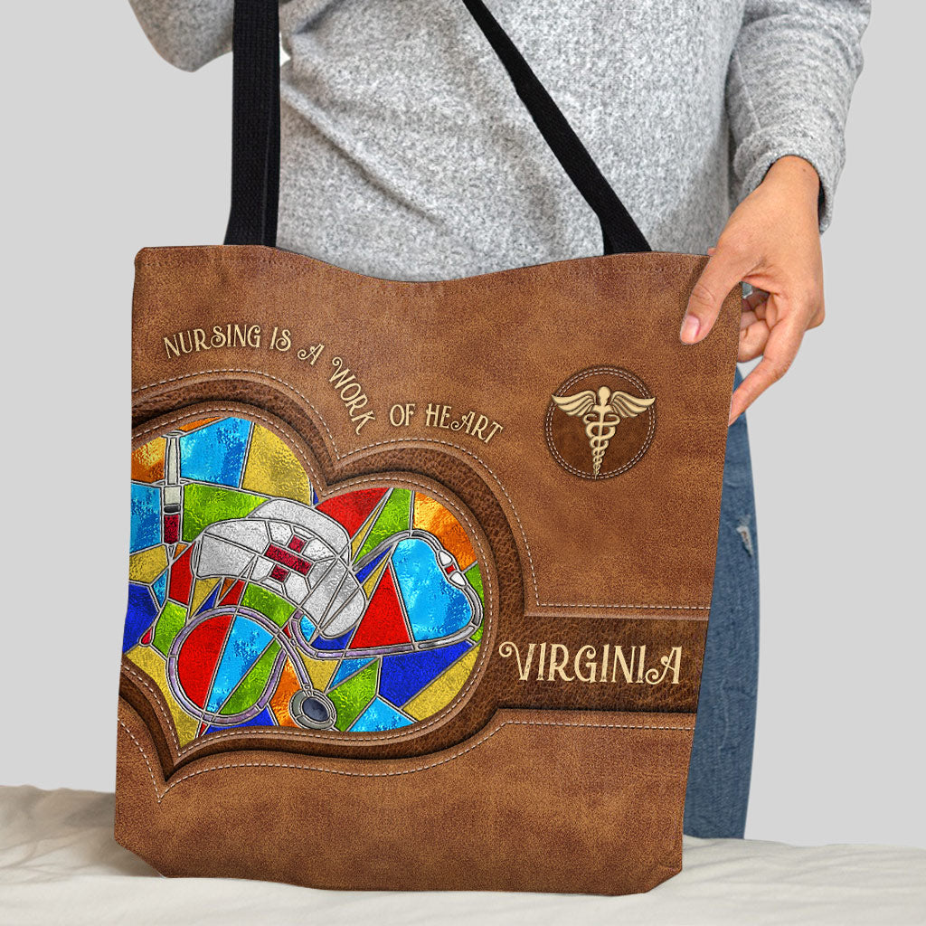 Nursing Is A Work Of Heart - Personalized Nurse Tote Bag