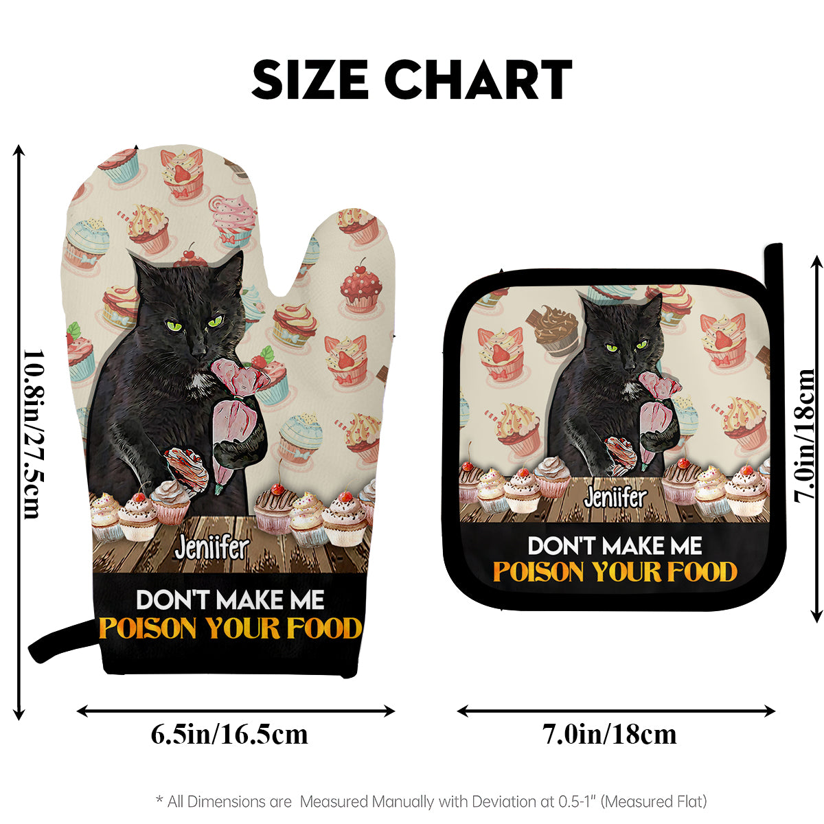 Vergifte nicht dein Essen – Personalisiertes Set aus Ofenhandschuhen und Topflappen