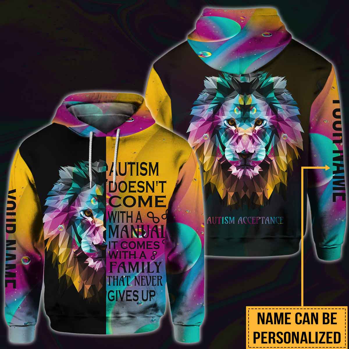 Niemals aufgeben – Personalisiertes T-Shirt und Hoodie zur Sensibilisierung für Autismus