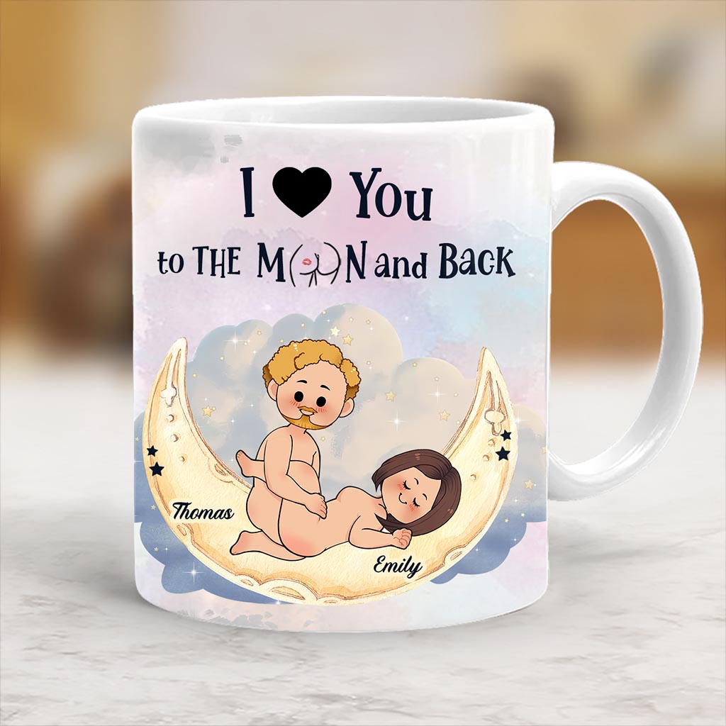 Ich liebe dich bis zum Mond und zurück – Personalisierte Tasse für Paare
