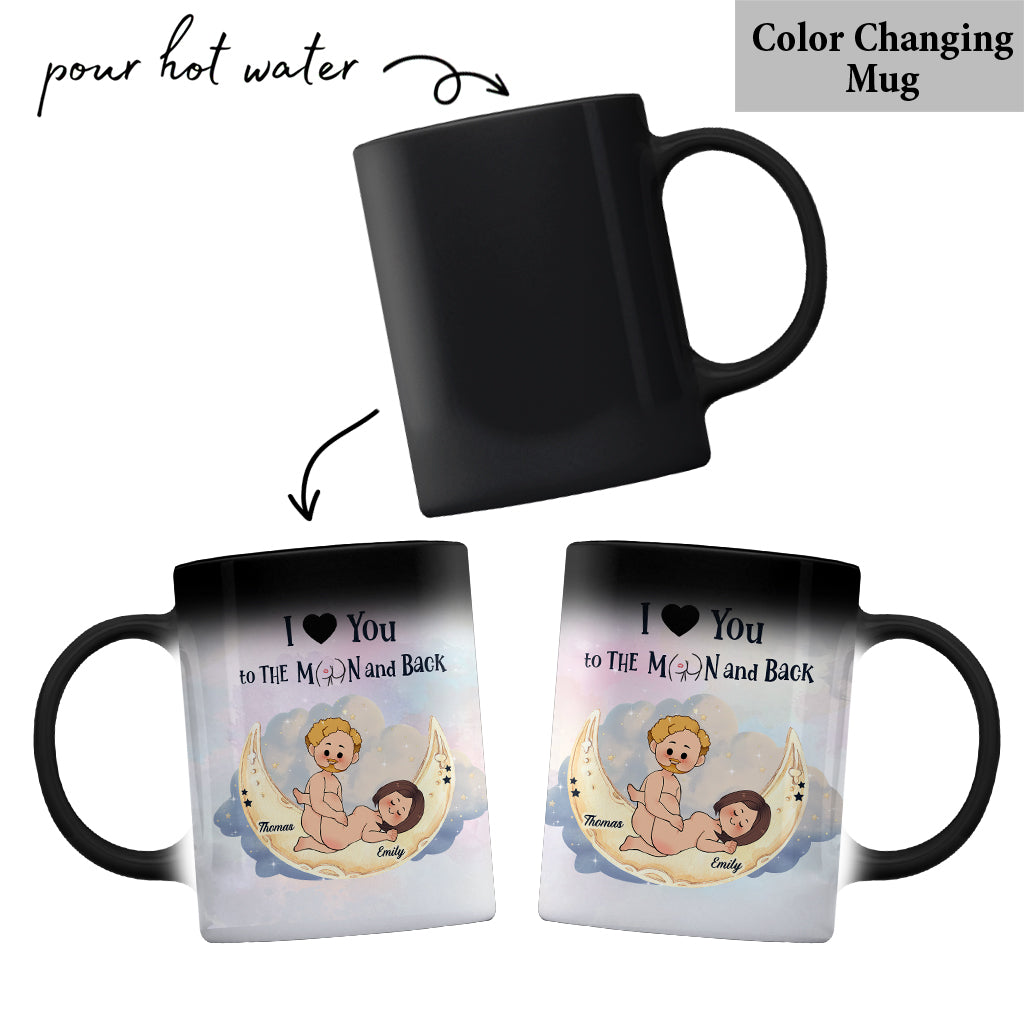 Ich liebe dich bis zum Mond und zurück – Personalisierte Tasse für Paare